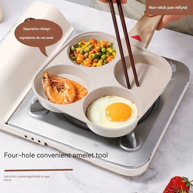 Pan for Fried Eggs with Four Holes, Burger Pan, Pan with Flat Bottom, Pan with Non-stick Coating, Breakfast Pan for Home Use, Small Pan for Pancakes, Egg Pan