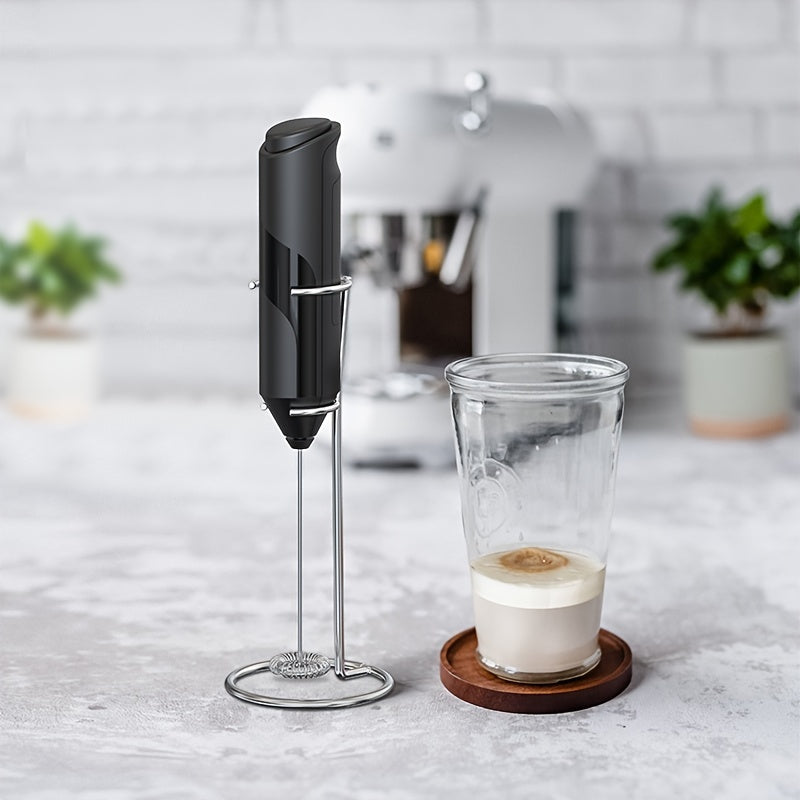 Electric Milk Frother with Stainless Steel Holder, Cream Frother, Handheld Foam Maker and Mixer, 9.60 inches by 1.37 inches