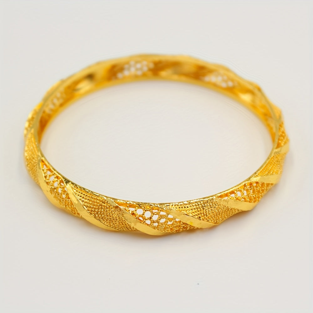 Set of 4: Stylish Gold-Tone Bangle Bracelets for Women - Ideal for Everyday Wear & Special Occasions, Versatile Jewelry for Any Season