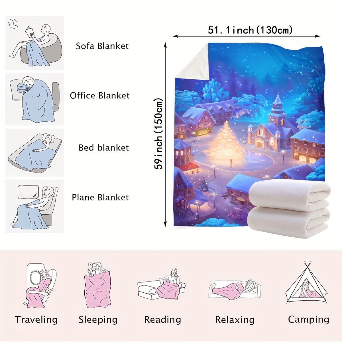 Soft plush throw blanket with an anime theme, perfect for adding a contemporary touch to any room. This all-season cozy and lightweight blanket is ideal for the bedroom, living room, sofa, office, or even camping trips. Made of versatile knitted