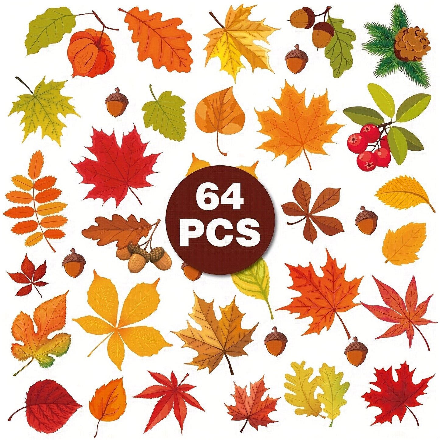 Decorate your bedroom or living room windows with a set of 6 sheets containing 64 autumn maple leaf electrostatic stickers, perfect for Thanksgiving and autumn harvest decorations.