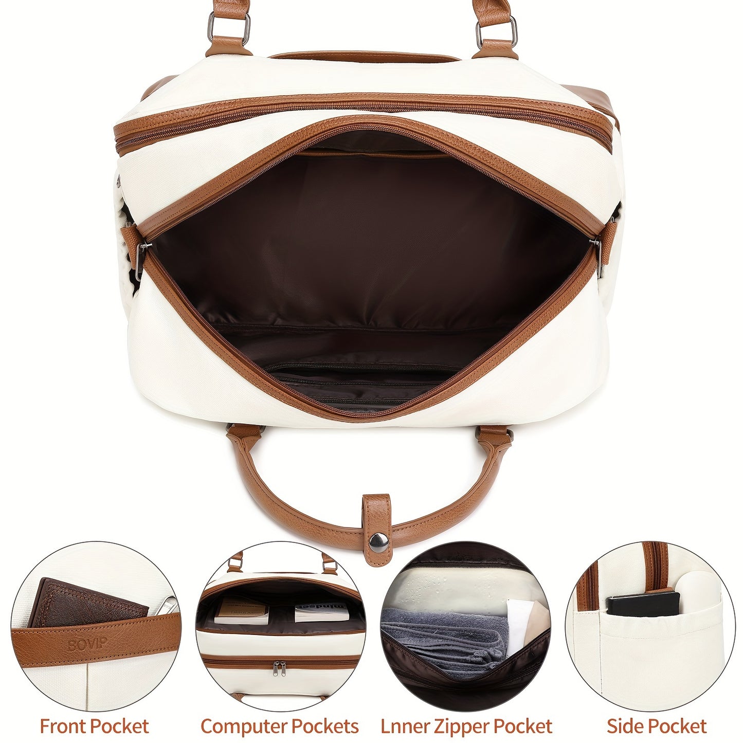 Sleek, spacious travel bag with detachable strap for daily use.