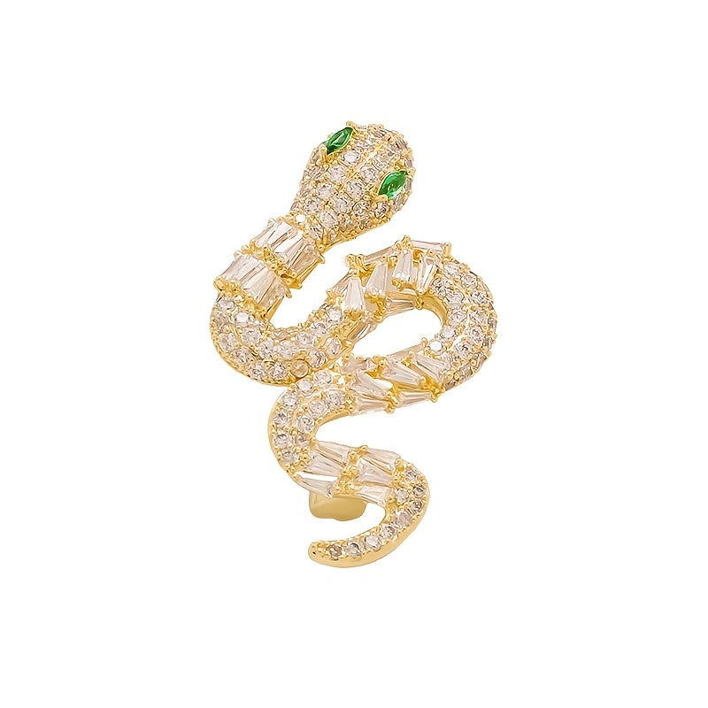 New for 2024: Luxurious Fashion Accessory for Women - Elegant Snake Brooch Pin featuring Green Eyes and Rhinestone Animal Shape