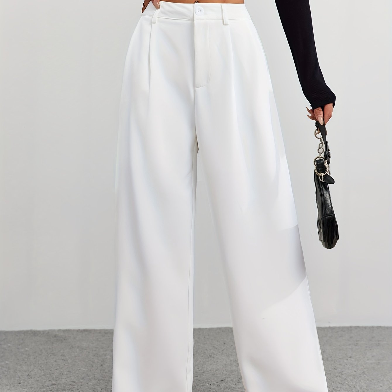 Spring and Summer Women's Casual Straight Long Pants with Waistband.