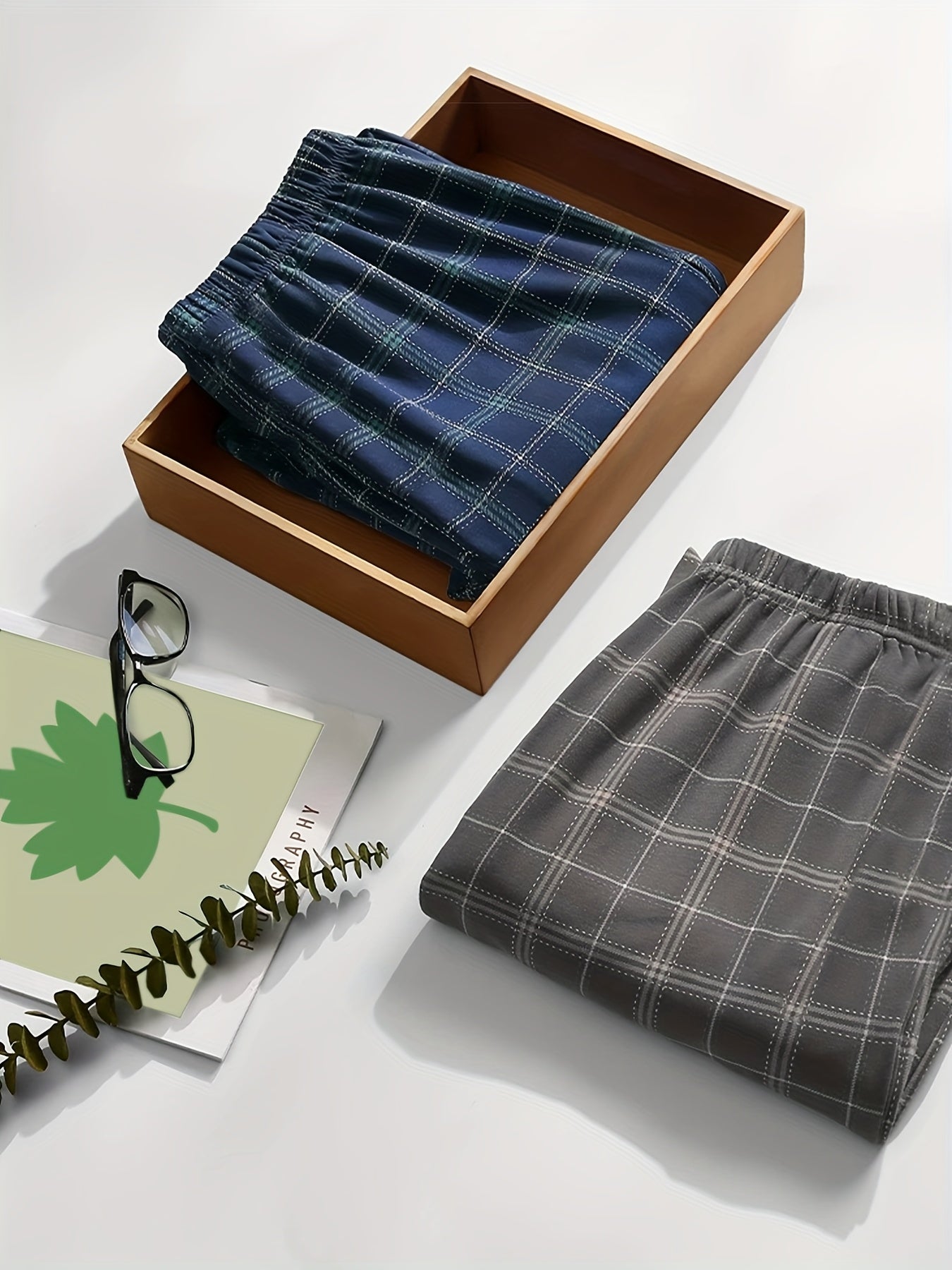 2 Cozy Plaid Lounge Pants for Men - Ultra-Soft with Stretchy Waistband, Relaxed Fit for Ultimate Comfort