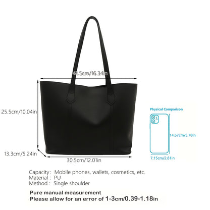 Women's lightweight tote for daily commutes or going out, with double handles and polyester lining - a fashionable handbag for students.