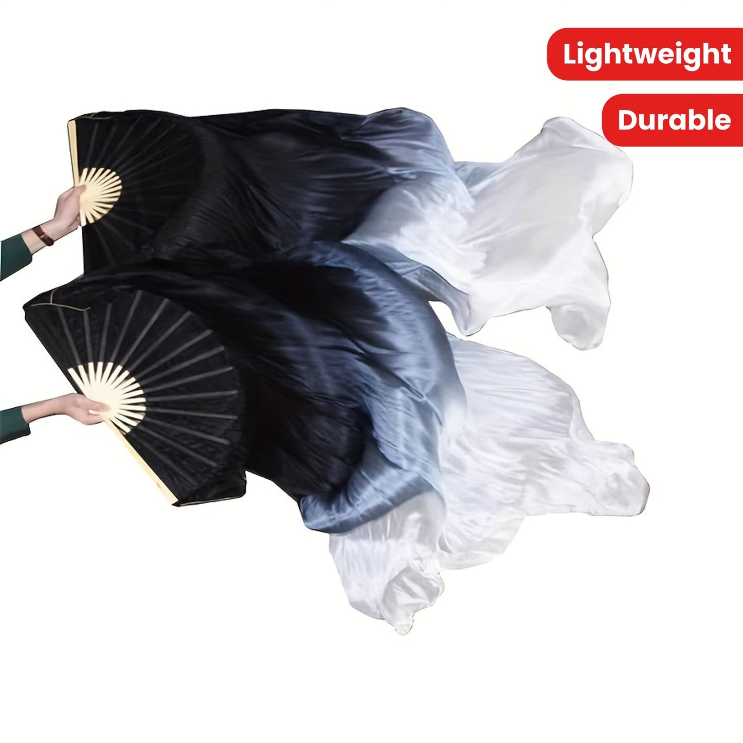 Beautiful Silk Dance Fan with Black & White Gradient - Sleek, Long-lasting, and Lightweight for Women's Stylish Wardrobe