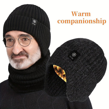 [Top Pick] Stay Cozy in the Cold with this Men's Winter Beanie with Ear Flaps - Stay Warm with Thick Fleece-Lined Hat, Ideal for Dads, Available in Black & Gray