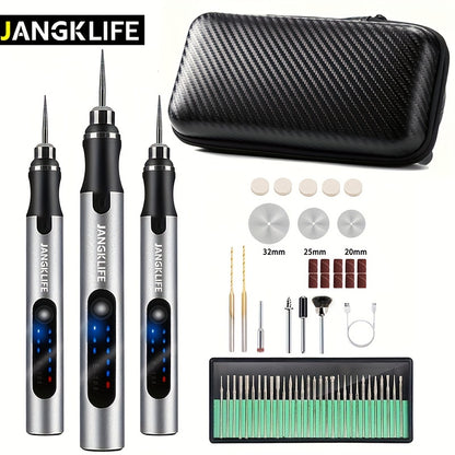 1 Set Cordless Rotary Tool with battery, adjustable speed carving pen for wood engraving.