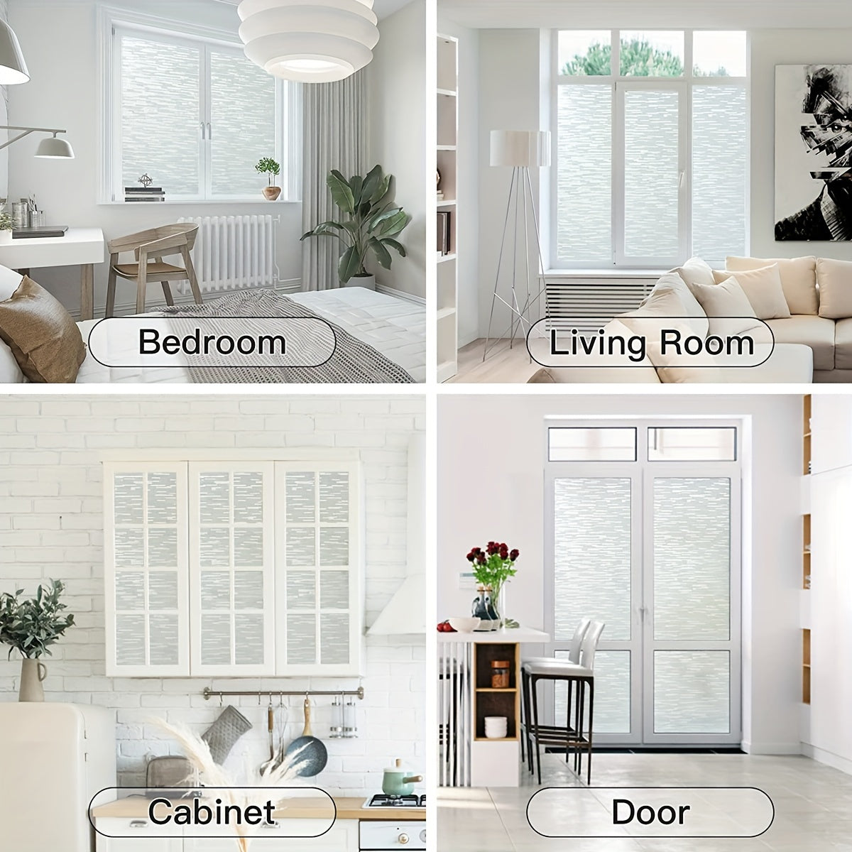 Elegant PVC Window Film in Classic Style with Static Cling Mounting, 8mil Thickness, Privacy and Light Blocking Features, Heat Insulation Glass Sticker for Home, Bathroom, and Kitchen Decoration - Frosted Texture Static Cling Window Film in 1 Roll