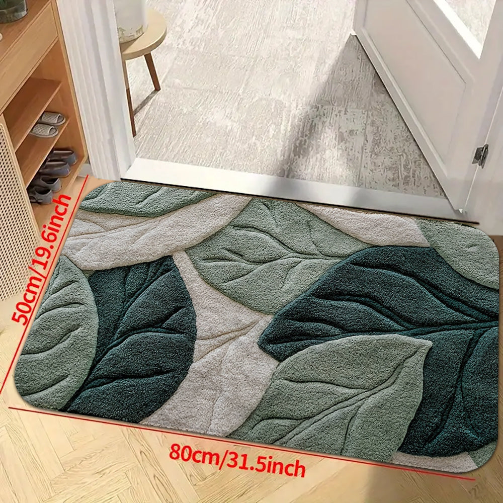 1pc Leaf Pattern Door Mat - Non-Slip, Quick-Dry, Ideal for Home Decor, Machine Washable