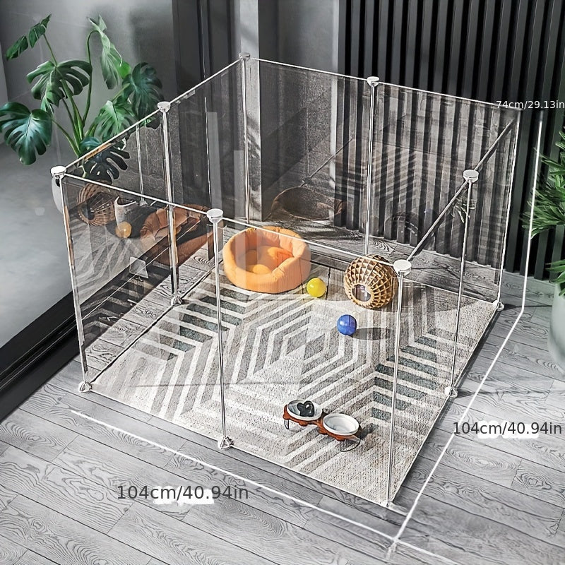 Flexible pet playpen for rabbits, hamsters, small dogs, and cats. Easy to assemble and adjust, suitable for both indoor and outdoor use. Washable and detachable for convenience.