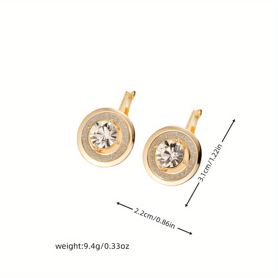 Elegant Hip Hop Earrings in 14K Gold-Plated Copper with Rhinestones - Ideal for Everyday, Events, or Gifts - Stylish Jewelry for Every Occasion