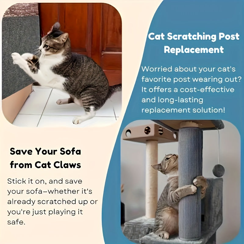 Durable adhesive cat scratching mat roll with sticky tape, ideal for protecting cat furniture.