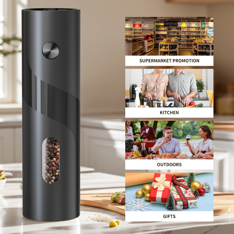 This electric salt and pepper grinder is adjustable for coarseness, refillable, battery-operated, and automatic. It is an essential kitchen gadget with a square shape and a capacity of over 10L. This grinder requires 4 AAA batteries (not included) for