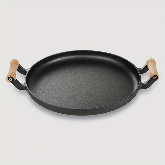 1 piece Cast Iron Skillet with Lid - Non-Stick, No Coating, Classic Pan for Pancakes, Flatbreads, and Frying - Hand Wash Only, Long-lasting Kitchen Cookware