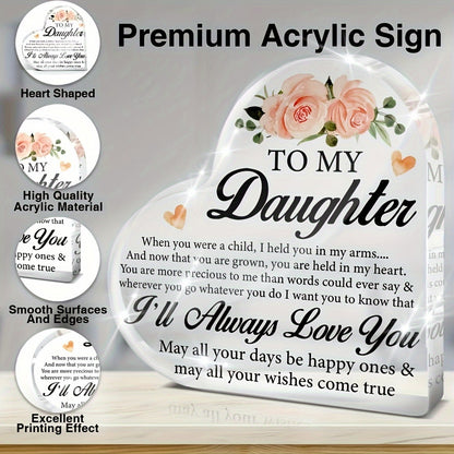 Artistic Acrylic Keepsake Plaque for Cherished Daughter - Ideal for Birthday, Christmas, Graduation | No Electricity Required | Home Decor