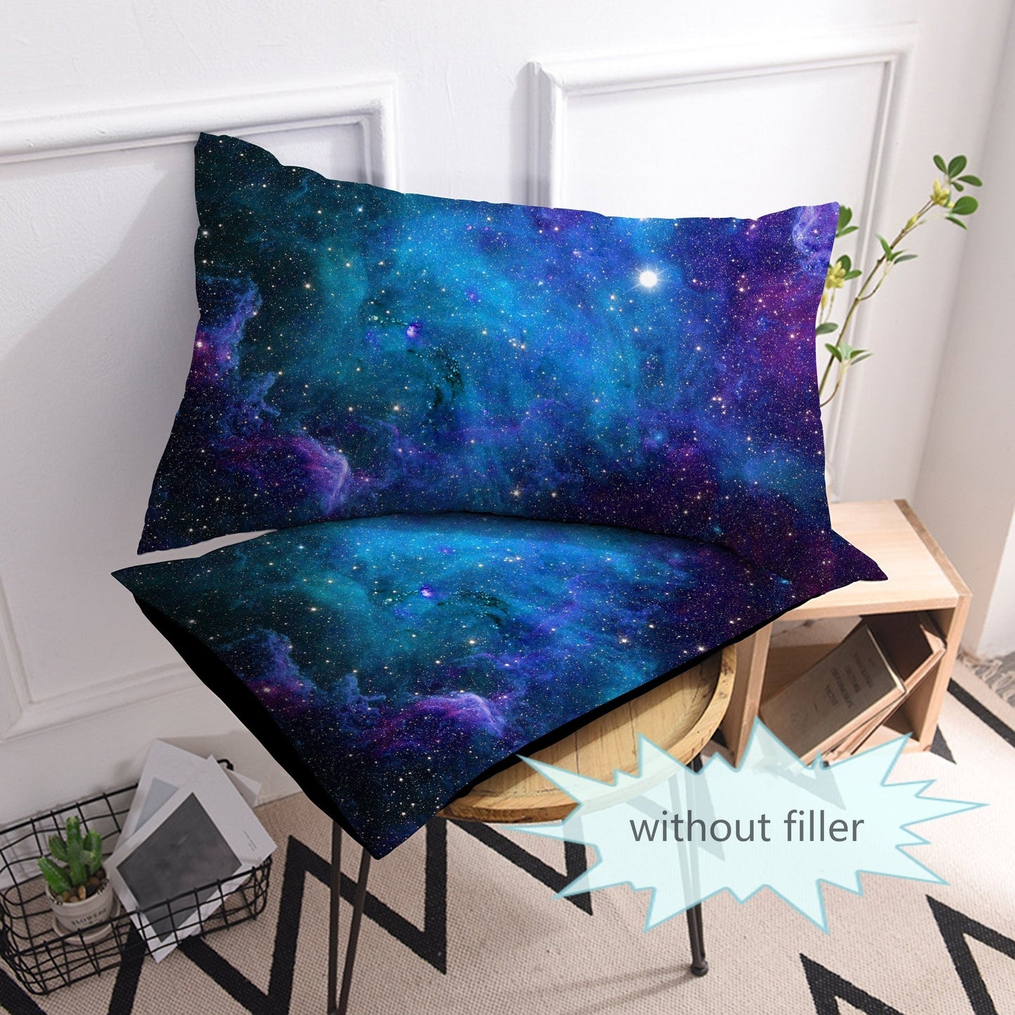 Two Starry Sky Planet Printed Pillowcases (Pillow Core Not Included), Breathable and Soft Covers for Pillows, High-Quality Protector for Bedroom, Sofa, and Home Decor.