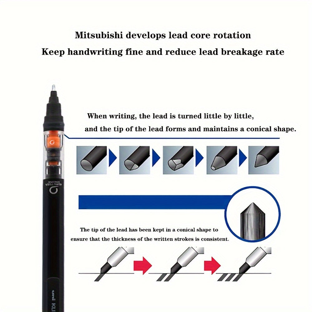 KURUTOGA Erasable Mechanical Pencil M5-452, 0.5mm HB Lead, Rotating Action for Smooth Writing - Perfect for Daily Office Use