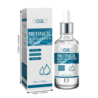 High-End Facial Treatment Serum for Smooth, Beautiful Skin with Retinol, Collagen, and Hyaluronic Acid, Alcohol-Free.