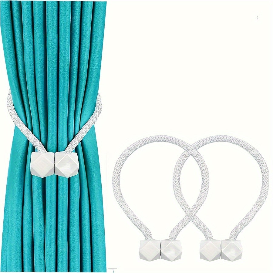 Set of 2 Magnetic Curtain Tiebacks - Stylish Polyester Ball Clips for Home Decoration, Trendy Window Drapery Accessories