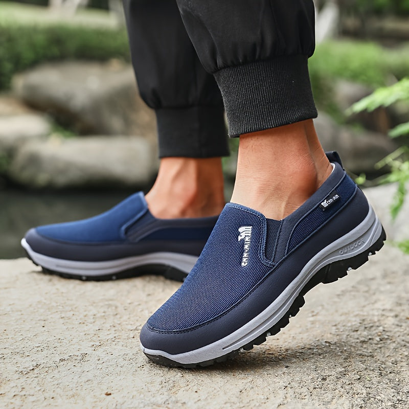 Sturdy non-slip slip-on sneakers for men, ideal for park workouts, camping, and hiking.