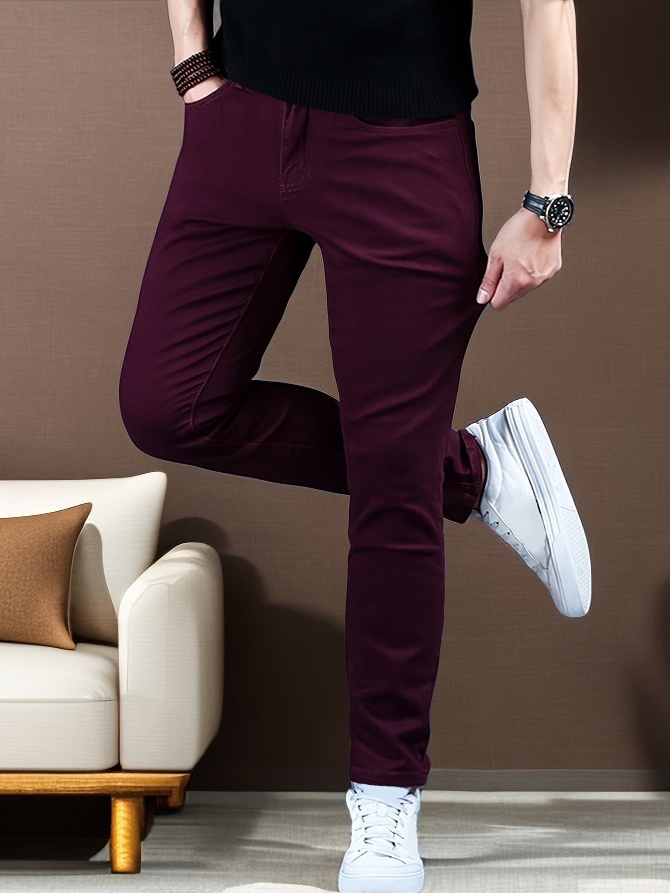 Men's Casual Skinny Fit Jeans, a versatile classic denim pant for all seasons.