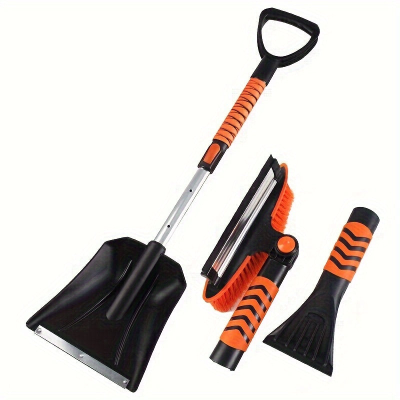 Get ready for winter with this versatile 2-in-1 Telescopic Snow Shovel & Ice Scraper Set! The multi-purpose detachable snow brush also features an adjustable squeegee for use on bathroom, car, glass, wall, and floor surfaces. This convenient 2-piece set