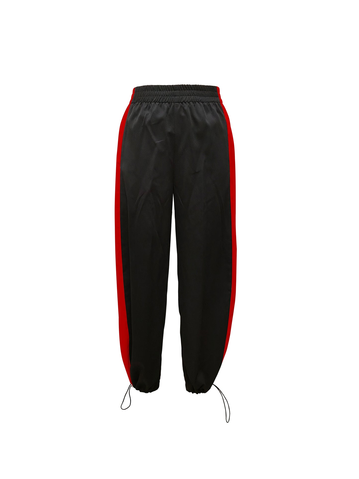 Elegant Color Block Elastic Waist Jogger Pants for Women made with 95% Polyester and 5% Elastane, featuring a cuffed ankle and made with woven fabric, suitable for all seasons.