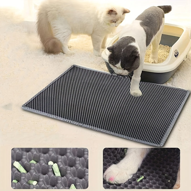 1pc EVA Double-Layer Mesh Cat Litter Mat with Anti-Splash and Anti-Particle Design