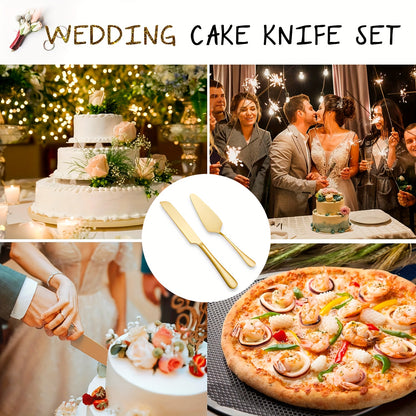 2-piece stainless steel cake serving set, perfect for birthdays, weddings, parties, and events.