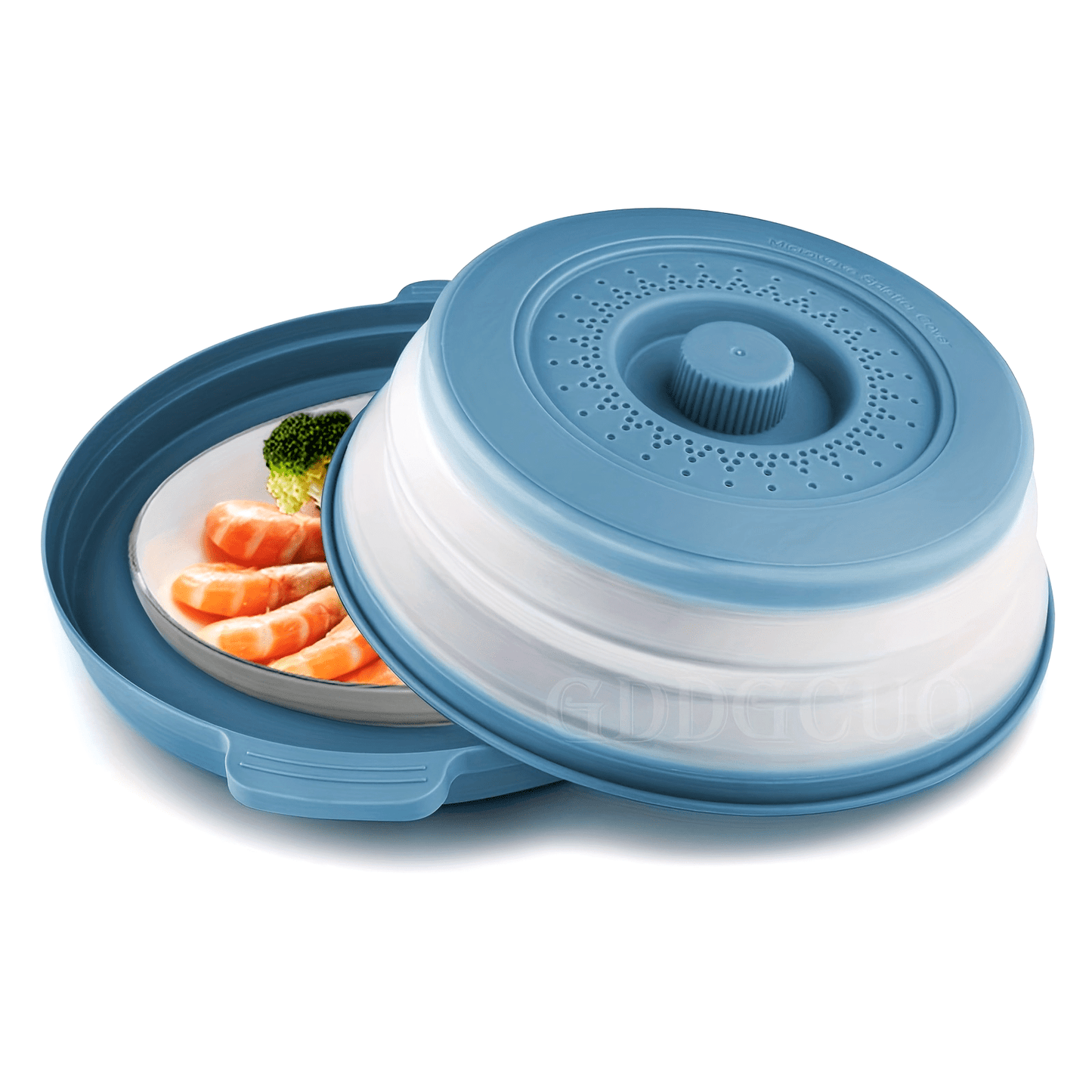 GDDGCUO Microwave Splatter Cover Set with Tray - Includes BPA-Free 26.92 cm Lid, Food-Safe Splash Guard Plate, Fits Variety of Dishes, Available in Blue, Gray, Red, or Green Options