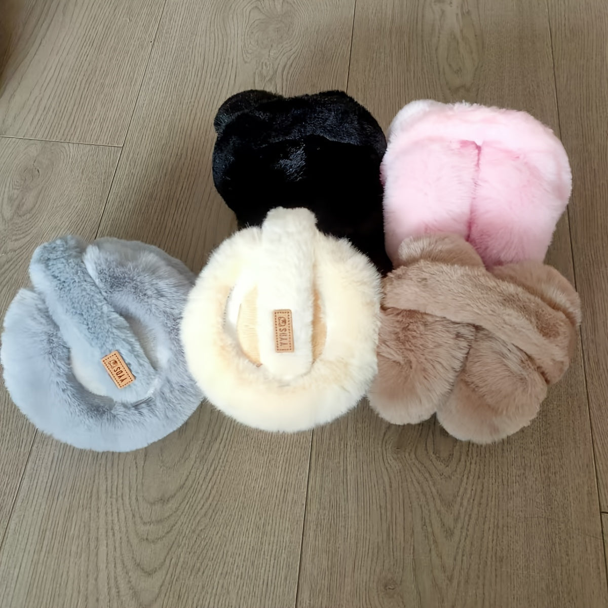 Dry clean only Unisex Fluffy Faux Fur Earmuffs perfect for Autumn and Winter Outdoor Wear. Cozy, Large Woven Stretch Polyester Ear Warmers.