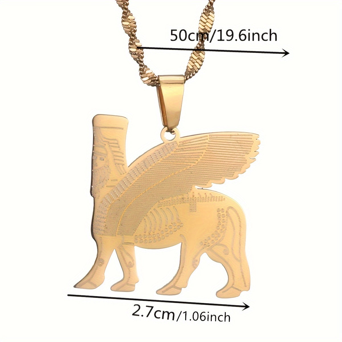 Lamassu Assyrian Deity Pendant Necklace in Stainless Steel - Perfect for Both Everyday & Party Wear