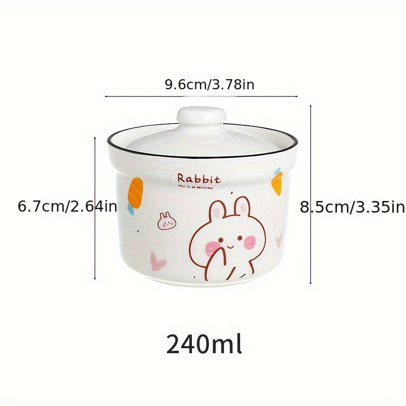 1 piece of a steamed egg bowl with lid, a cute small stew pot, perfect for household stews and desserts like swallow nest, soup stews, healthy steaming, and other kitchen supplies