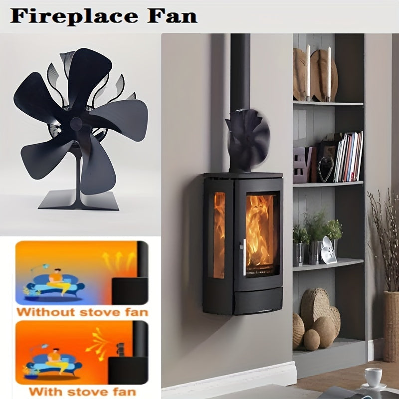 One Piece Wooden Stove Fan - Ideal for Wood/Log Burner, Fireplace, or Heater - Non-Electric and Quiet - Efficiently Circulates Warm Air to Conserve Fuel - Features 5-Blade Upgrade Design