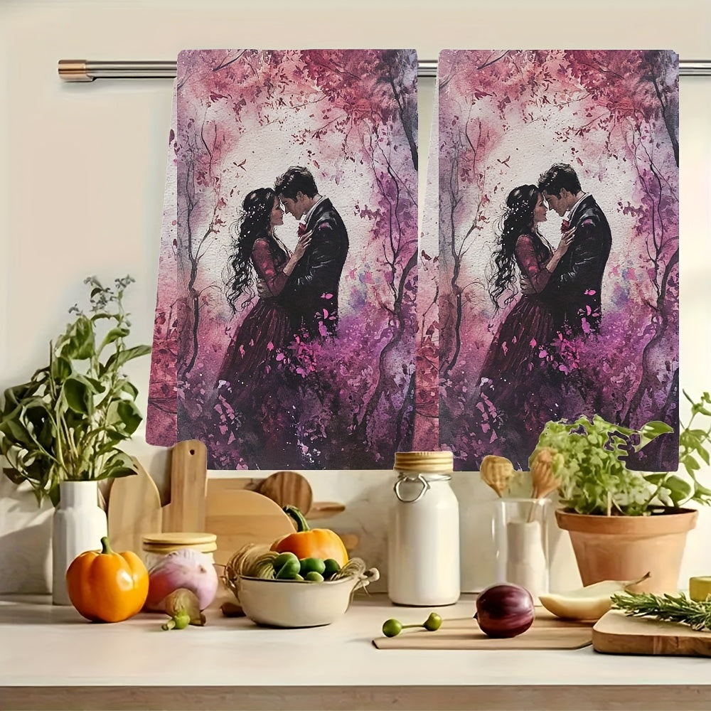 Set the mood in your kitchen with these 2 pieces of Romantic Cherry Blossom Kitchen Towels. These towels are ultra soft and highly absorbent, measuring at 40.64x60.96 cm. They are machine washable and made of polyester, making them durable for everyday