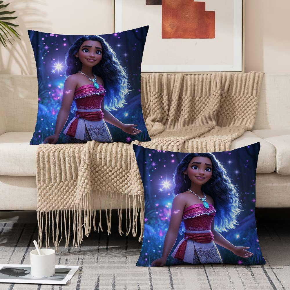 Decorate your sofa and living room with these 2 Moana-inspired decorative pillow covers. Made of polyester, these square throw pillow cases are suitable for ages 14 and up. Perfect for adding a touch of Disney magic to your home decor.