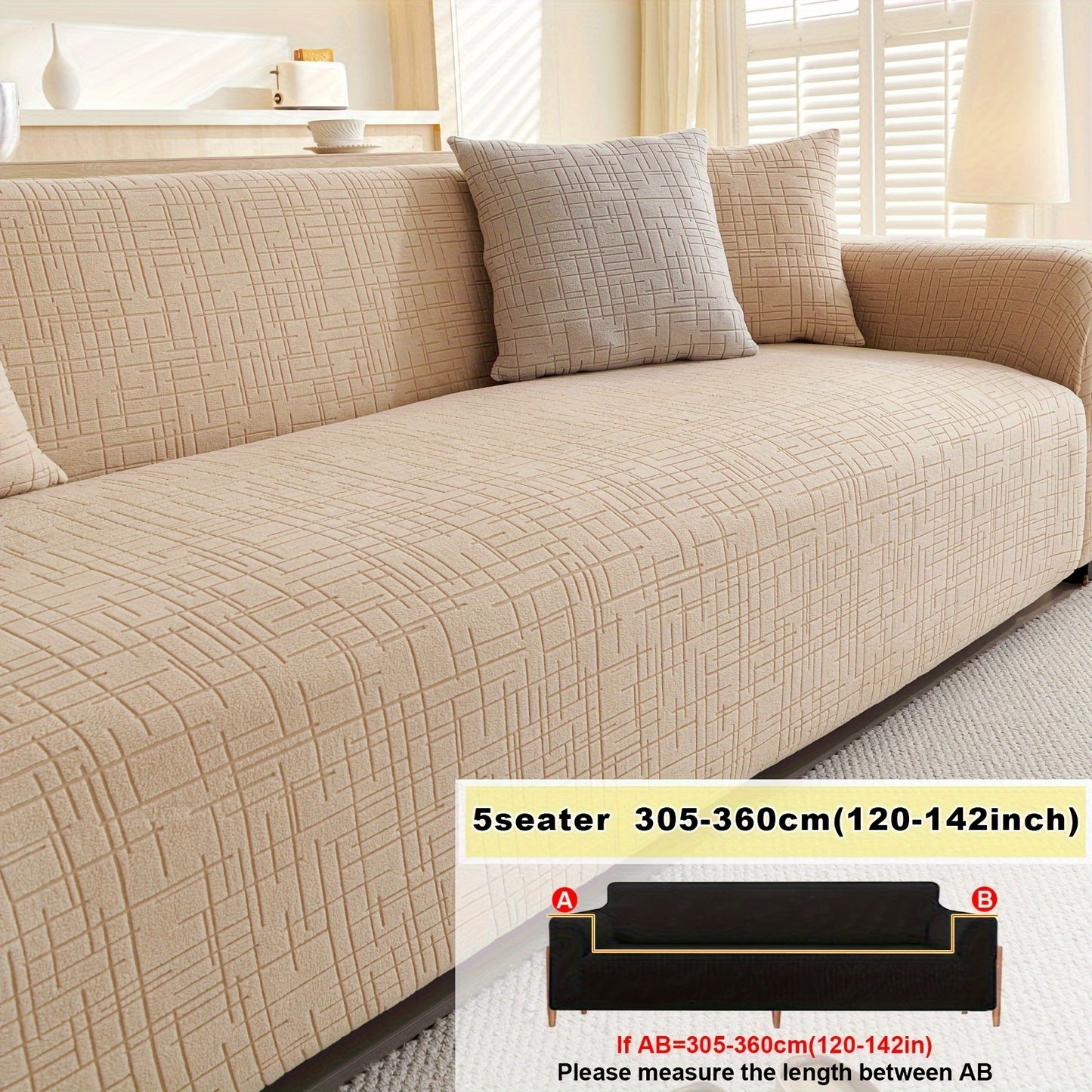 Elastic Fitted Sofa Slipcover made of Polar Fleece Fabric. T-Cushion Design, Machine Washable. Stretch Sofa Cover fits Armchair to 4-Seater Sectional Sofas. Plain Style, No Printing.