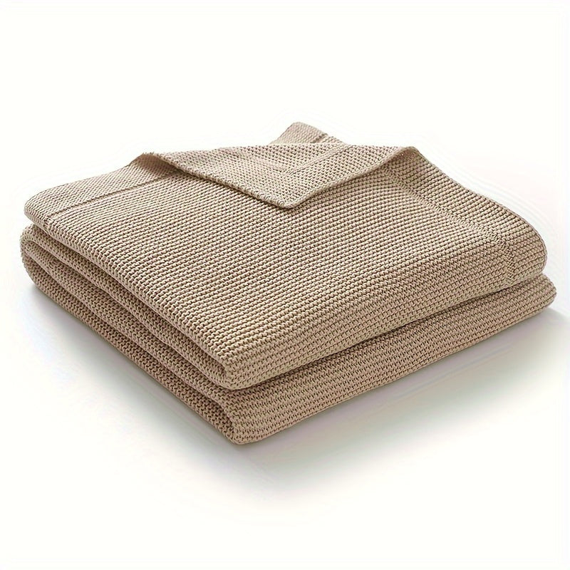 Versatile Knitted Baby Blanket in Solid Color, Ideal for Home, Travel, and Celebrations