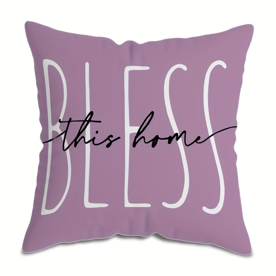 Purple Floral Pillow Cover measuring 44.98cm x 44.98cm. Features include a single-sided print, zip closure, and machine washable design. Ideal for adding a chic touch to your living room sofa or bedroom decor. Perfect for couch pillows.