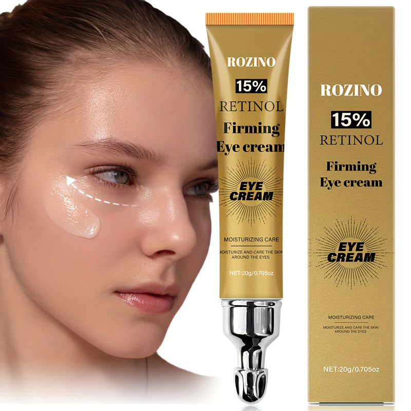 ROZINO 20g Retinol Firming Eye Cream: Smooth, moisturize, and elasticize eye skin. Non-greasy, gentle on all skin types. Hypoallergenic with glycerin for hydration.