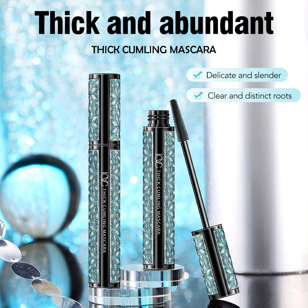 4D Fiber Waterproof Black Mascara for long, thick, and smudge-proof lashes.