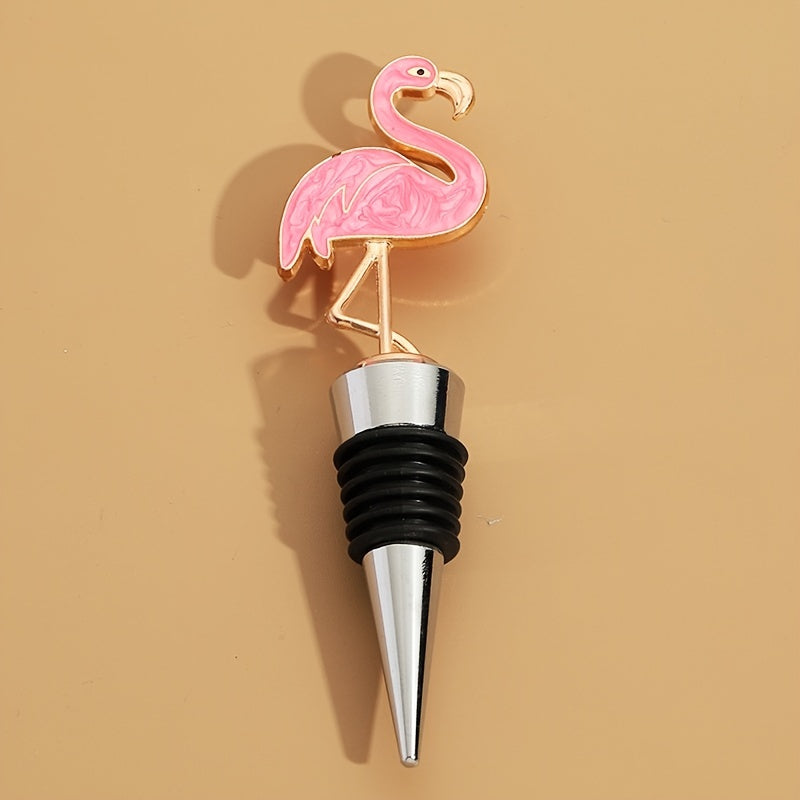 1 piece Flamingo Bottle Stopper for wine lovers and home bars, made of resin for decoration and gifting.