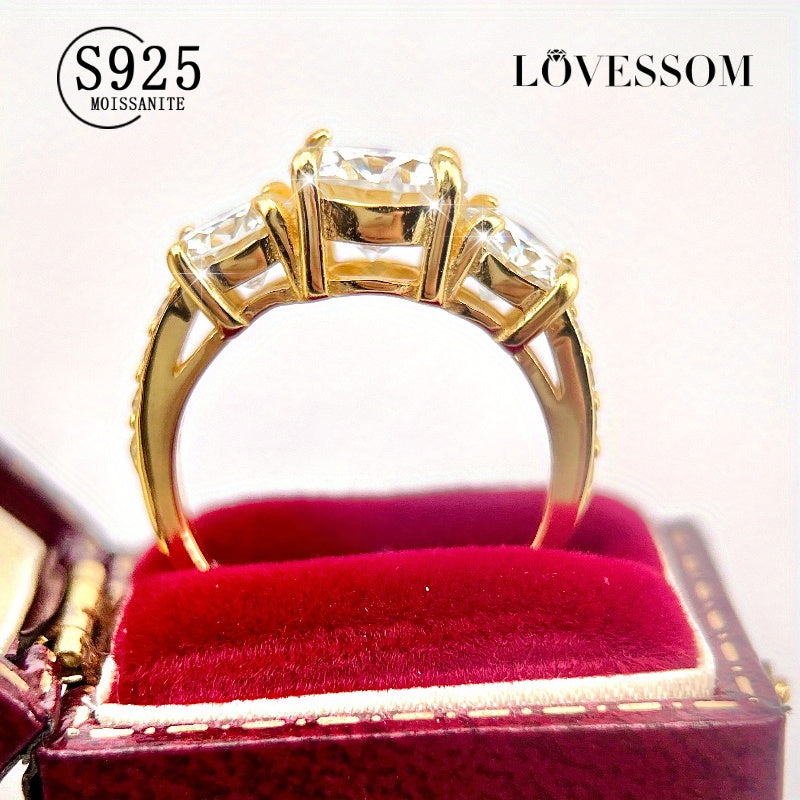 Experience luxury with the LOVESSOM Luxury Royal 925 Sterling Silver Moissanite Engagement Ring. This stunning ring features a 3.6 carat moissanite stone set in 18K golden plated sterling silver. Its classic vintage style is perfect for both men and