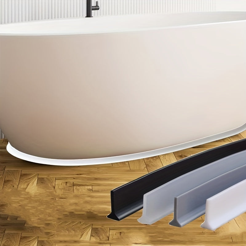 Waterproof bathroom barrier protects floors and feet. Self-adhesive and non-slip. Available in white, gray, and black.