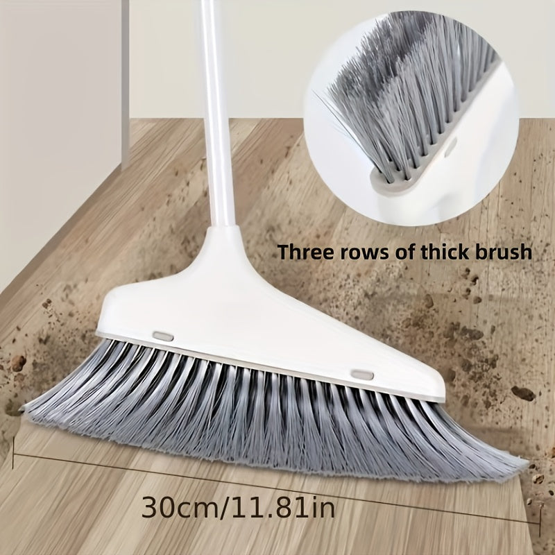 One durable set of household cleaning tools including an 80cm high sweeping broom and a long-handled dustpan. The creative dustpan features comb teeth for easy cleaning. Perfect for use in homes, offices, schools, dormitories, and as back-to-school