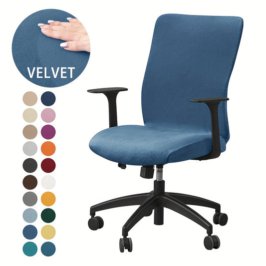 Silver Fox Velvet Elastic Band Office Chair Slipcover, Machine Washable, Slip-Resistant Stretch Protector, 1 Piece.