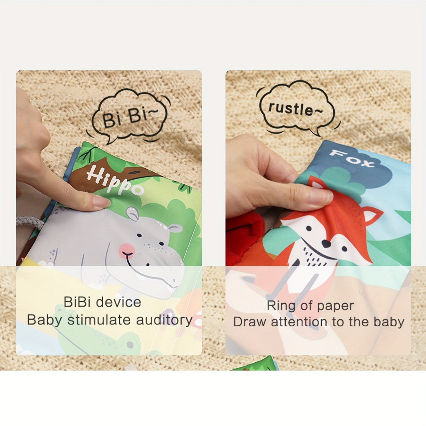 Engaging 3D Tail Cloth Book with Sound Paper BBi Device for Early Childhood Education, Perfect for Babies to Listen, Watch, Learn, and Engage in Cognitive Learning Activities.