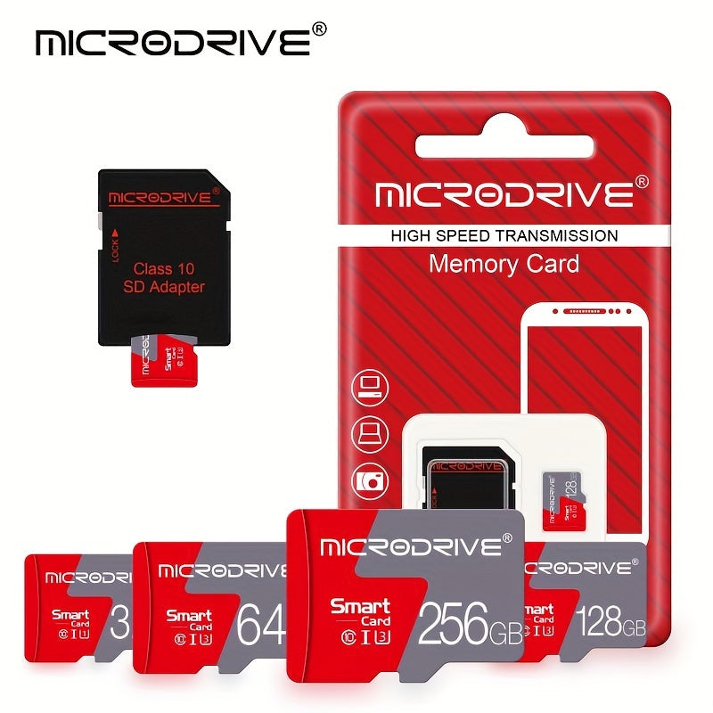 High Speed Class 10 Micro SD Memory Card with SD Adapter - Available in sizes up to 256GB and U3 Rating for expanding storage in smartphones, cameras, DVR, and monitors.